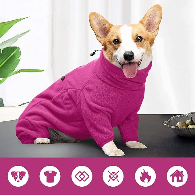 ROZKITCH Dog Winter Coat Soft Fleece Pullover Pajamas, Pet Windproof Warm Cold Weather Jacket Vest Cozy Jumpsuit Apparel Outfit Clothes for Small Medium Large Dog Walking Hiking Sleep Pink S
