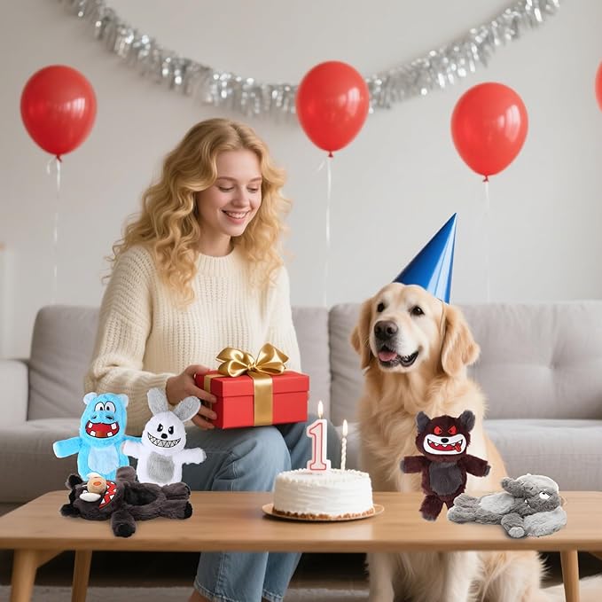 Bzonsmart Dog Squeaky Toys, 5 PCS Crinkle Plush Dog Toys, Dog Toys Value Bundle for Small,Medium,and Large Dogs, Dog Chew Toys to Keep Them Busy