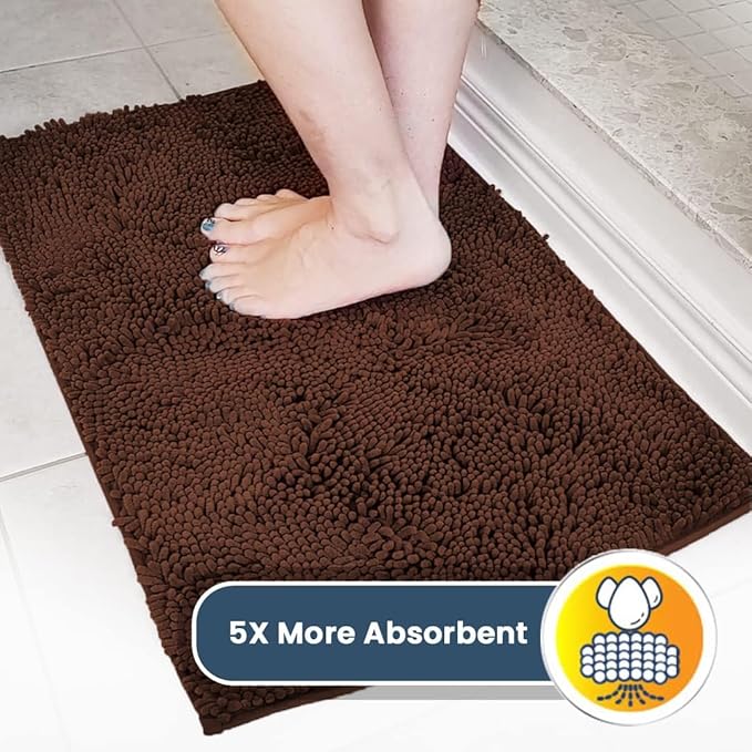 Muddy Mat® AS-SEEN-ON-TV Highly Absorbent Microfiber Door Mat and Pet Rug, Non Slip Thick Washable Area and Bath Mat Soft Chenille for Kitchen Bathroom Bedroom Indoor and Outdoor - Brown XXXL 72"X48"