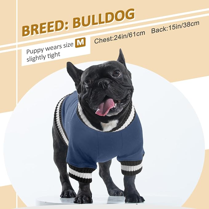 FUAMEY Dog Pullover Sweatshirt,Dog Winter Sweaters Warm Dog Clothes Dog Vest Thick Puppy Pullover Soft Pet Fleece Sweater Cute Doggie Boy Girl Outfit for Small Medium Dogs Blue M