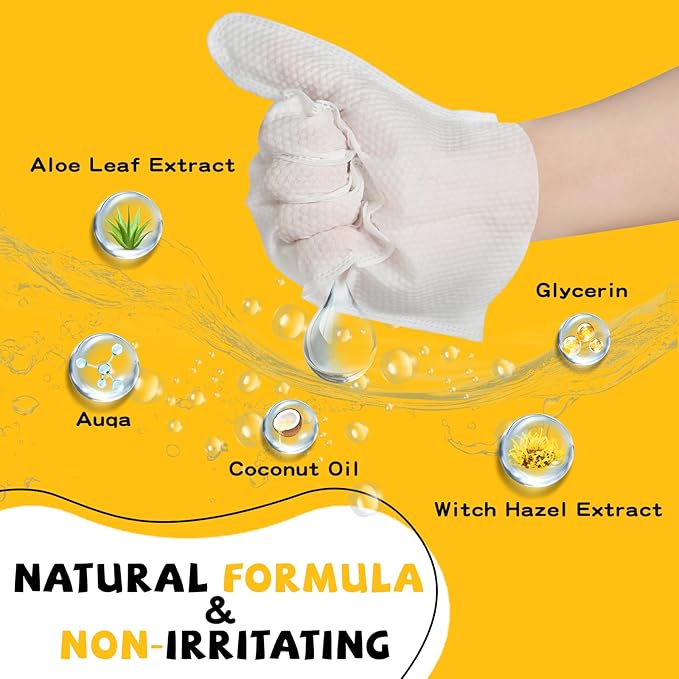 Pet Glove Wipes for Dogs Cats Disposable Dog Wipes Cleaning Deodorizing for Fur Paws and Butt Rinse Free Shampoo Mittens Cat Grooming Bath Wipes 20PCS