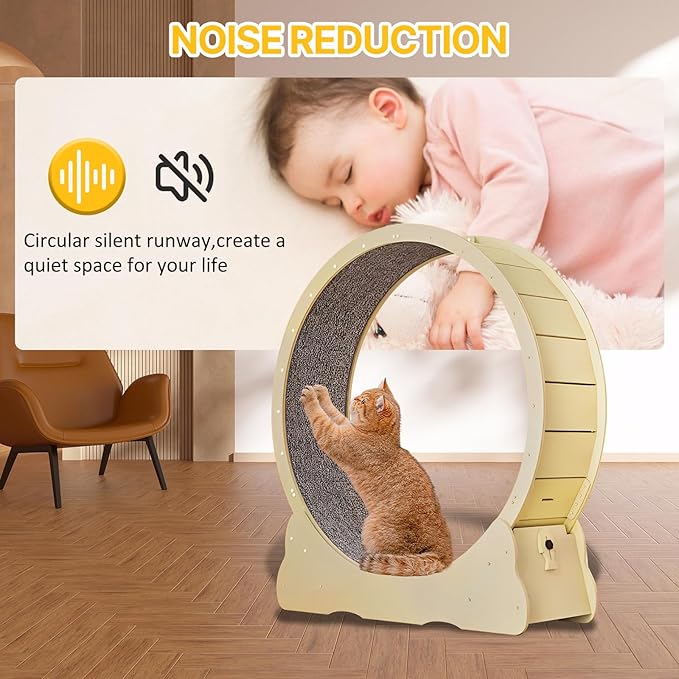 43.3 inch Large Cat Exercise Wheel Cat Treadmill,Low Noise Running Wheel for Indoor Cats,Cat Hamster Wheels for Cat's Fitness and Health,Suitable for Most Cats