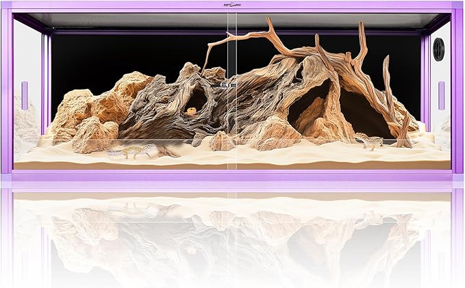 REPTI ZOO 68 Gallon Reptile Terrarium, 48" x 18" x 18" Light Weight Reptile Enclosure, Colored Reptiles Tank with Tempered Glass Door, Large Habitat for Bearded Dragon, Snake, Lizard, Gecko-Purple