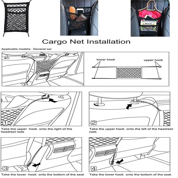 DYKESON Pet Barrier Dog Car Net Barrier with Auto Safety Mesh Organizer Baby Stretchable Storage Bag Universal for Cars, SUVs -Easy Install,Safer to Drive with Pets and Children, 3 Layer S