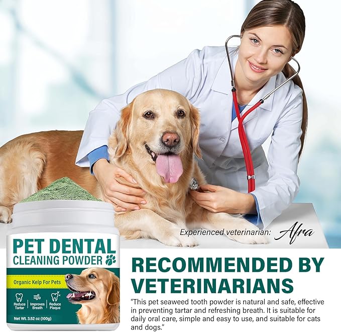 Dog Teeth Cleaning Powder, Dog Dental Powder for Bad Breath&Food Residue, Natural