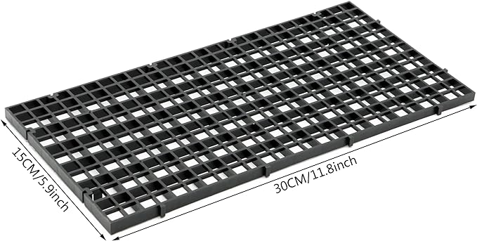 ALEGI 12 Pcs Aquarium Fish Tank Divider Plastic Egg Crate Aquarium Filter Bottom Tray Grid Isolation Board Partition Net Pane Separator (S 12pcs Black)
