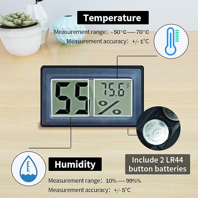 Reptile Terrariums, with Temperature Hygrometer, 15.7"x9.9"x7.1"Acrylic Reptile Breeding Box Terrarium Cage Tank for Small Reptile Insect Home Office