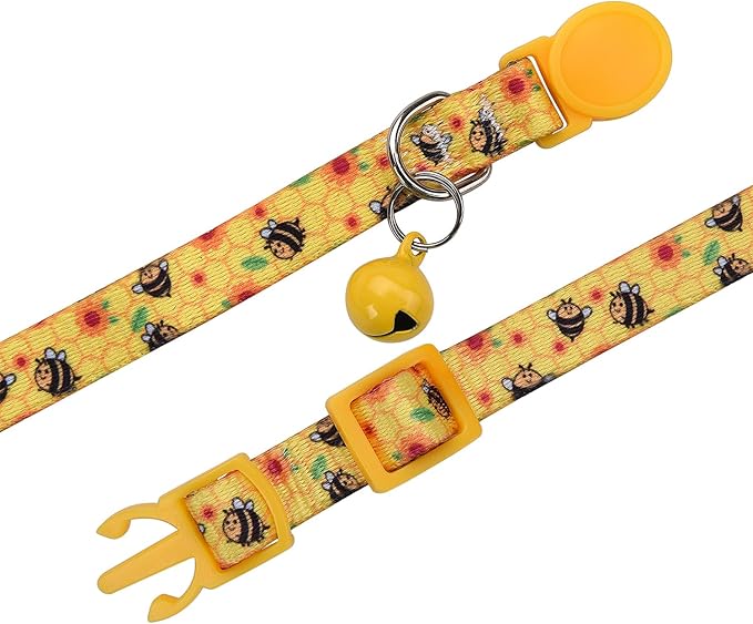 Cat Collar Breakaway with Bells, 3 Pack Girl Boy Pet Cat Collar with Bohemia Floral Tribal Geometric Patterns, Adjustable 7.5-12 Inch, with Safety Buckle for Kitten Cat(Set C)