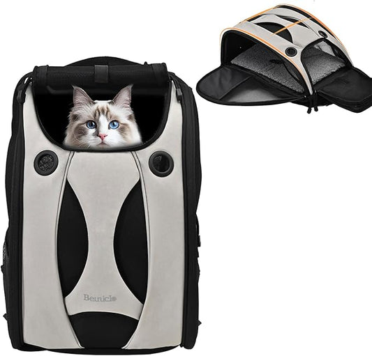 Security Privacy Cat Carrier Backpack Kitten Carry Bag Chihuahua Puppy Weekend Travel Backpack Small Cat Overnight Carrier for Hamster/Cats/Rabbit Comfortable Travel Backpack for Small Pet