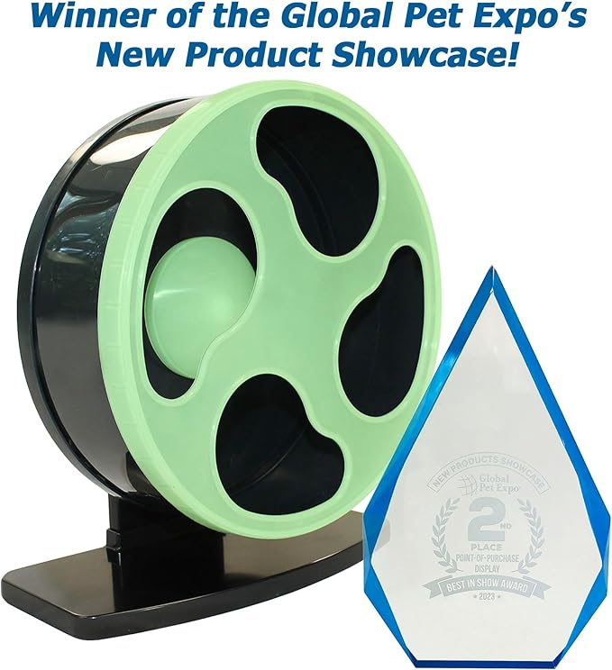 Silent Runner- 9" Regular - Exercise Wheel + Stand + Cage Attachment (Glow in The Dark)