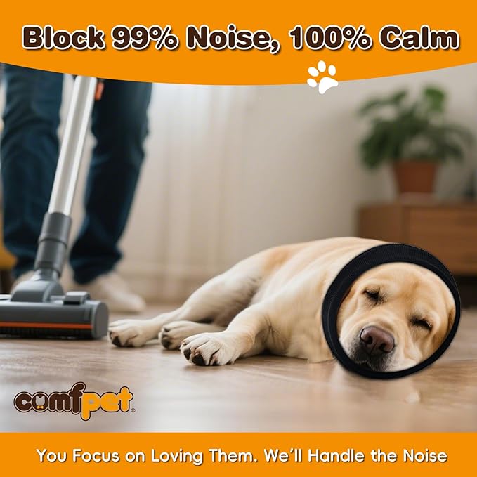 Ear Wraps for Dogs Cats, Dog Snood for Ear Hematoma, Pet Ear Muffs for Anxiety Relief Noise Canceling, Ear Cover The Grooming & Force Drying, Calming Dog Neck and Ear Warmer, Ear Care, Black S