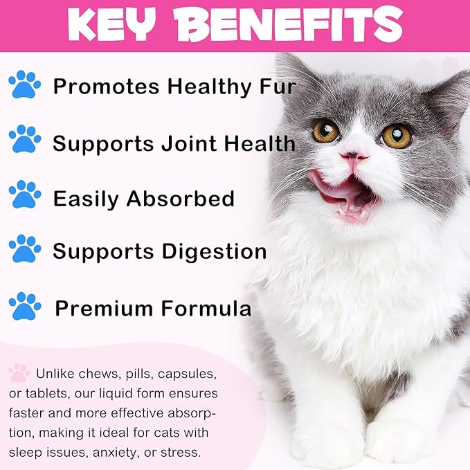 2Pack Liquid Collagen for Cats, Collagen for Cats 2 fl.oz, Skin and Coat Supplement for Cats, Itch Relief for Cats with Allergies, with Bovine Collagen, Biotin, MSM, Ginger, Collagen for Cats Drops