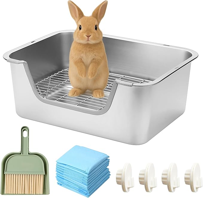 Stainless Steel Sifting Litter Box for Rabbit (L)