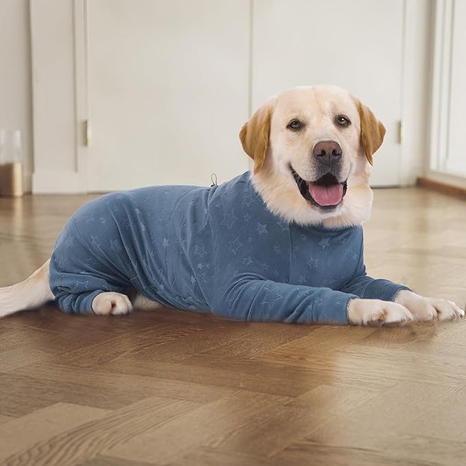 Dog Coats Autumn Winter Jumpsuit for Large Medium Dogs, Warmer Recovery Suit Polar Fleece Dog Bodysuit Lightweight Pajamas Pullover Stretchy Onesie Four-Legged Cold Weather Clothes(7XL, Blue)