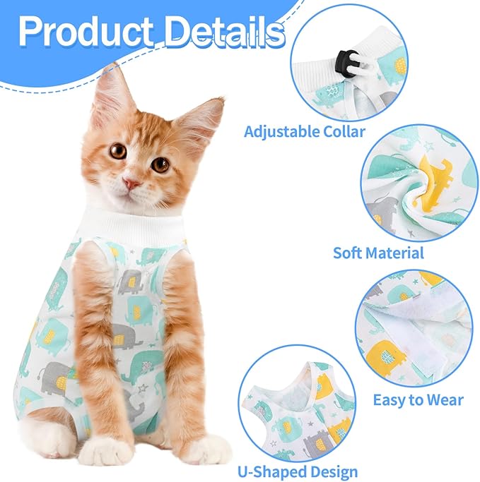 Cat Recovery Suit Female, Breathable Cat Onesie After Surgery Female for Abdominal Wounds or Skin Diseases, Surgery Recovery Suit Kitten Onesie After Spay Wear Anti Licking