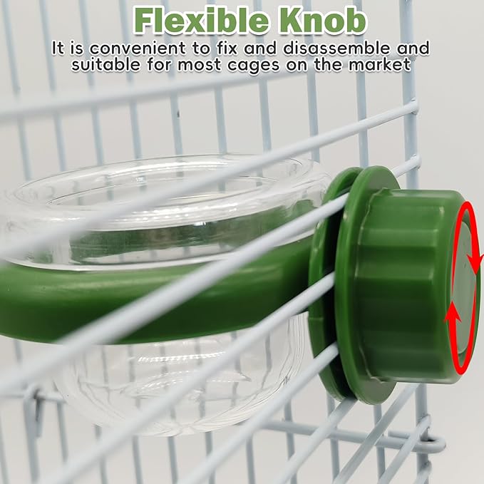 PINVNBY 4 PCS Bird Bowls for Cage with Clamp,Transparency Birds Cage Feeders Easy to Install Parakeet Feeder Small-Sized Detachable Bird Bowl for Finches Lovebirds and Long-Tailed Parrots (Green)