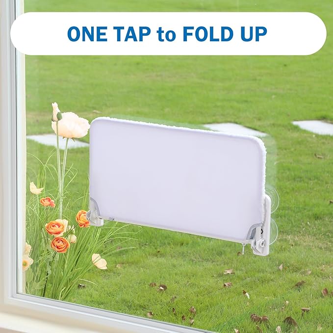 2PC Easy Fold Cat Window Perch - Cordless, Fold-Up, Zip Closure Embeded Machine Washable Bed Cover, Robust Metal Frame - Cat Hammock for Window for Large Cats and Kittens(White, Medium, 2PC)