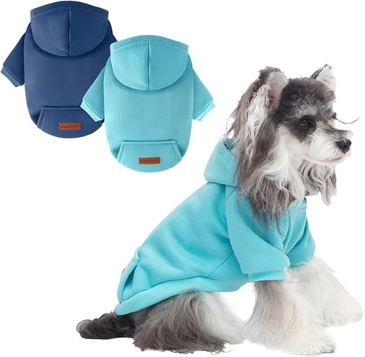 2 Pack Dog Hoodie Warm Hood Dog Sweater Cold Weather Small Dogs Sweatshirt Comfort Pet Clothes for Small Medium Dogs with Pockets Cats Chihuahua Clothes for Male Female Girl Boy Sporty Daily Wear
