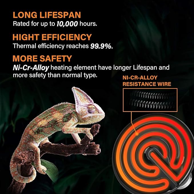 Simple Deluxe 100W 2-Pack Ceramic Heat Lamp Reptile Heat Emitter Heater Lamp Bulb No Light with Free Digital-Thermometer, for Pet Brooder Coop Chicken, Dragon Turtle Lizard Snake Aquarium Tank