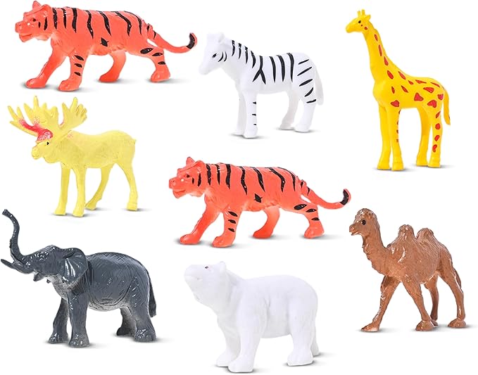Mini Animals Jungle Party Pack - Plastic Wild Mini Educational Animal Kids Small Toys - Fun Gift Figures Party Favor Supplies - 100 Piece Bulk Set