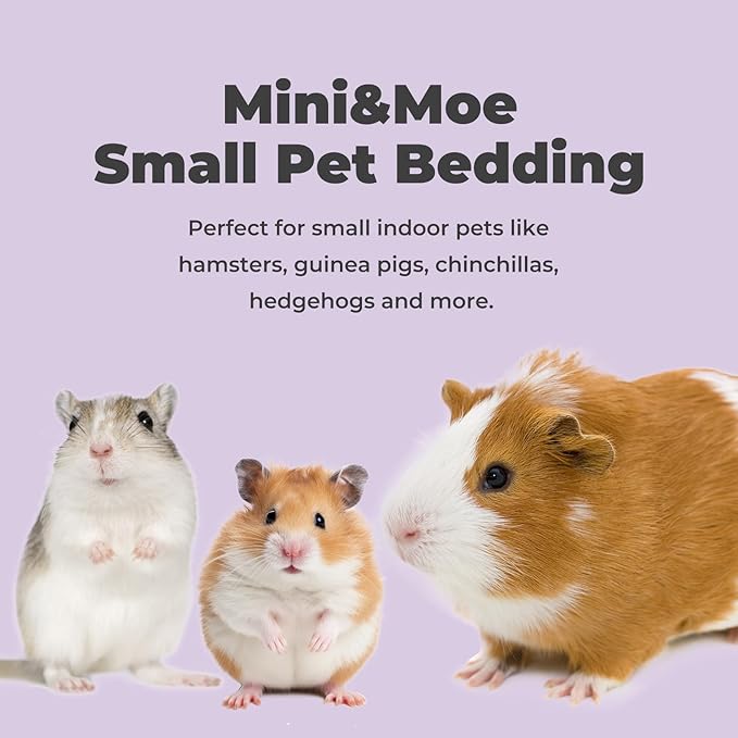 mini&moe Hamster Bedding 23 Liters: Dust-Free and Odor Control Moisture Absorbent Natural Paper Small Pet Bedding - for Guinea Pigs, Hamsters, Rabbits, and Small Animal