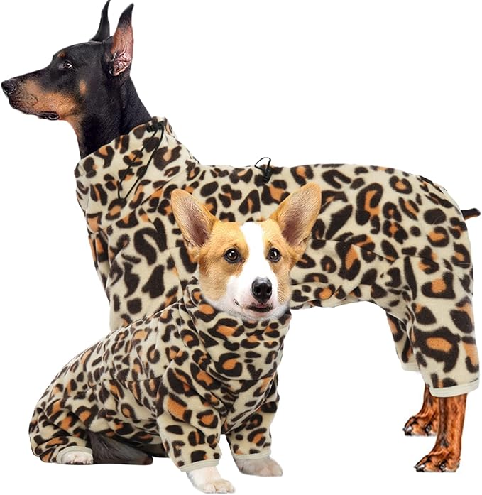 ROZKITCH Dog Winter Coat Soft Fleece Pullover Pajamas, Pet Windproof Warm Cold Weather Jacket Vest with Luminous Zipper, Jumpsuit Apparel Outfit Clothes for Small Medium Large Dog Brown M
