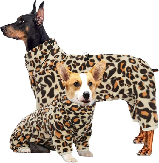 ROZKITCH Dog Winter Coat Soft Fleece Pullover Pajamas, Pet Windproof Warm Cold Weather Jacket Vest with Luminous Zipper, Jumpsuit Apparel Outfit Clothes for Small Medium Large Dog Brown M