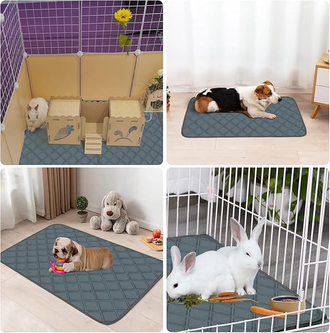 2 Pack Guinea Pig Cage Liners Washable Guinea Pig Bedding Super Absorbent | Waterproof | Non Slip| Reusable Guinea Pig Pee Pads for Small Animals Cages Rabbit Hamster Rat - 48" x 24"