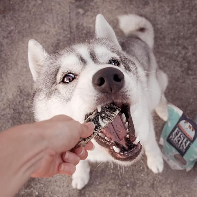 SKIPPER'S Cod Fish Skin Finger Dog Treats - All Natural & Healthy Fish Skin Sticks, Air Dried Long Lasting Chews for Dogs, Good for Teeth and Digestion, Rich in Omega 3, Hypoallergenic | 8.82 Oz