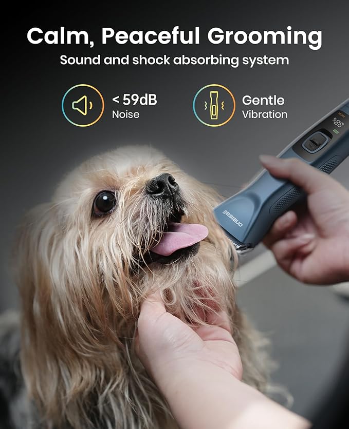 oneisall Grandmaster Pro 1 Cordless Professional Dog Grooming Clippers, 2-Speed Dog Clippers for Grooming Heavy Duty/Thick Hair, Detachable Carbonized Steel Blade Metal Combs, Removable Battery