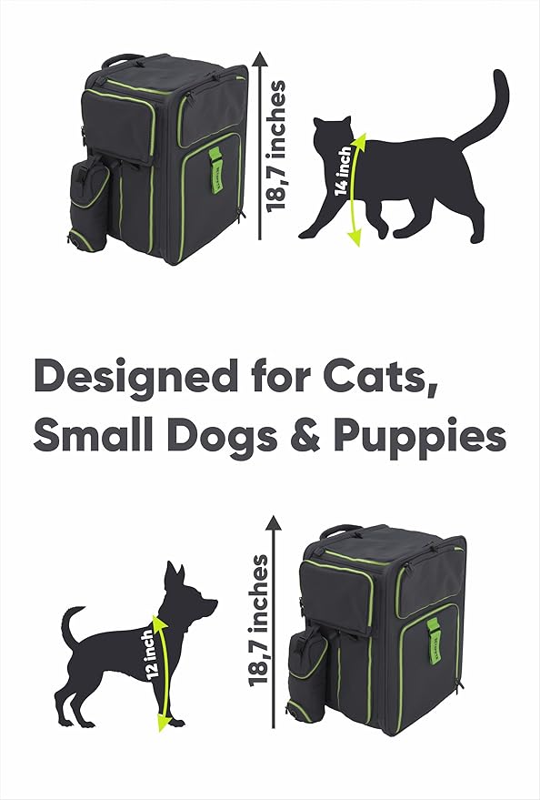 Cat Backpack Carrier & Dog Car Seat for Small Pets Up to 25 lbs - Expandable Cat Carrier Backpack with Safety Leash and Breathable Mesh - Waterproof for Travel - 3 in 1