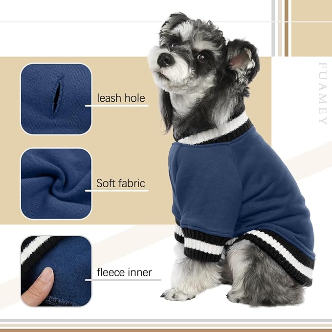 FUAMEY Dog Pullover Sweatshirt,Dog Winter Sweaters Warm Dog Clothes Dog Vest Thick Puppy Pullover Soft Pet Fleece Sweater Cute Doggie Boy Girl Outfit for Small Medium Dogs Blue M