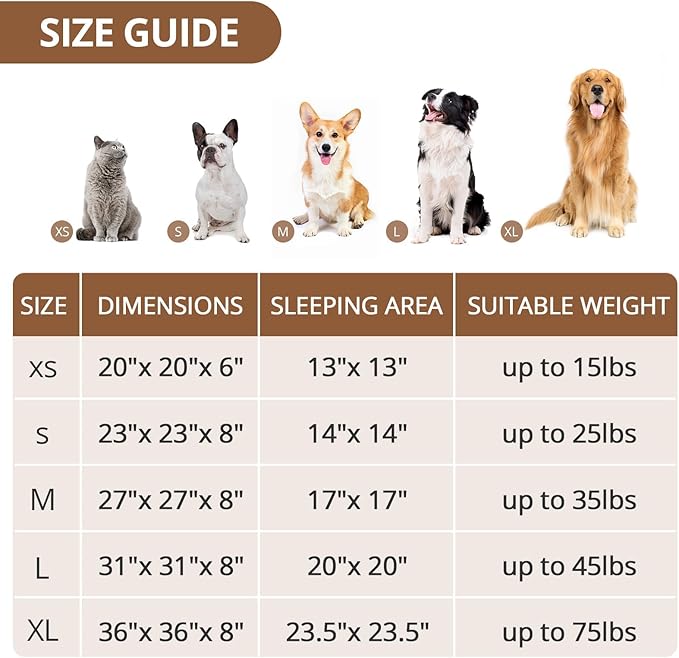 JOLLYVOGUE Calming Dog & Cat Bed for Small Dogs, Anti-Anxiety Donut Cuddler Cozy Soft Round Bed with Anti-Slip Bottom, Fluffy Faux Fur Plush Cushion Beds for Small Medium Dogs, 20"/Smoke Brown