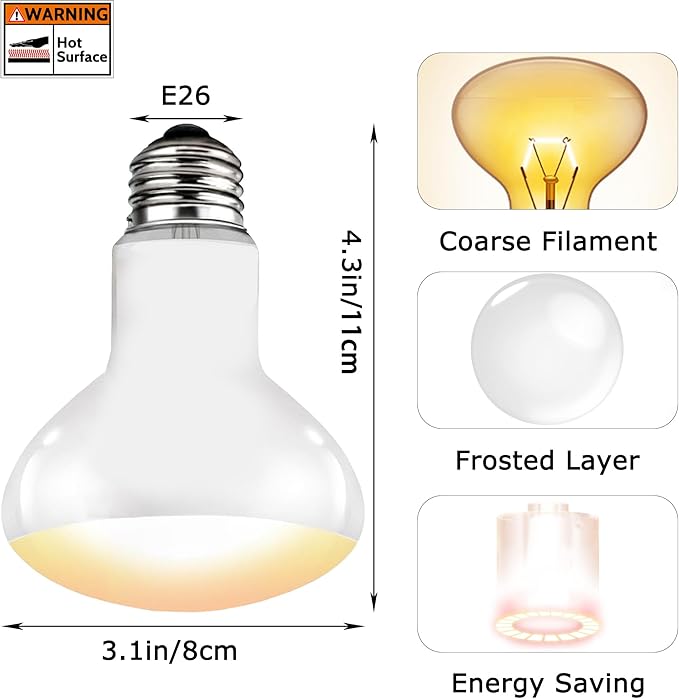100W E26 Reptile Heat Lamp Bulbs - Upgraded UVA Amphibian Basking Spot Light, Simulated Sunlight for Bearded Dragon, Lizard, Tortoise & Chics, Daylight Bulb for Aquariums and Tanks| 2 Pack