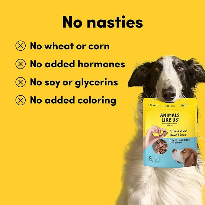 Premium Dog Treats, Freeze-Dried Raw 100% Grass-Fed Beef Liver, Single Ingredient, Protein Rich, Non-GMO, No Wheat or Corn, 3 oz