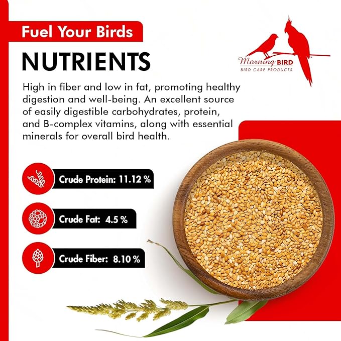 Morning Bird Golden German Millet – Bird Seed & Parakeet Food with Protein, Vitamin B & Fiber – Easy-to-Digest Millet Seed, Natural Food & Daily Nutrition Supplement for All Type of Bird 9 lbs