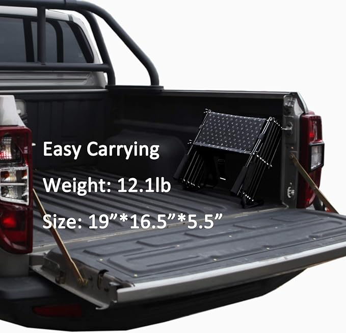 Upgraded Dog Stairs, Metal Frame Foldable Large Dog Step, Lightweight Portable Pet Ladder Ramp for Cars, SUVs and High Bed, 5 Steps