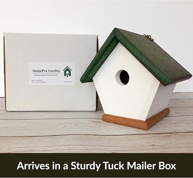 HomePro Garden Hanging Wren House: Forest Green Poly Lumber Bird House for Outdoors