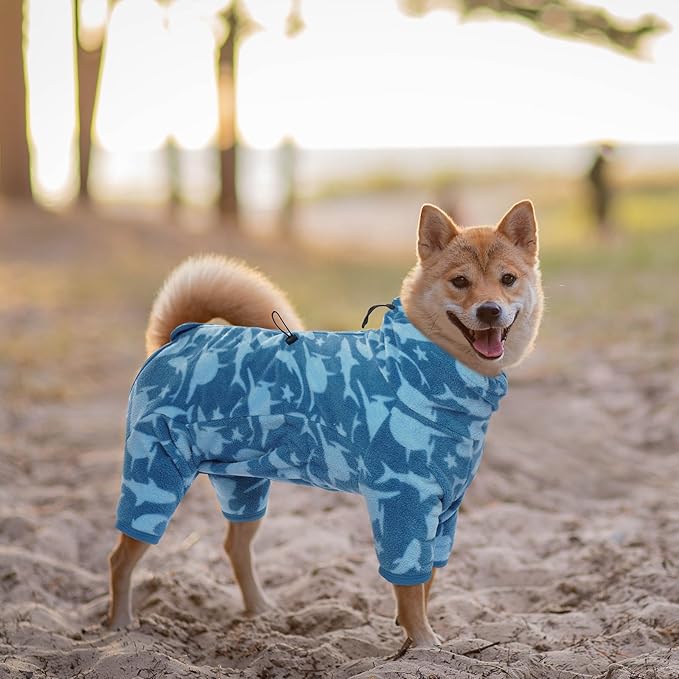 ROZKITCH Dog Winter Coat Soft Fleece Pullover Pajamas, Pet Windproof Warm Cold Weather Jacket Vest with Luminous Zipper, Jumpsuit Apparel Outfit Clothes for Small Medium Large Dog Shark 4XL