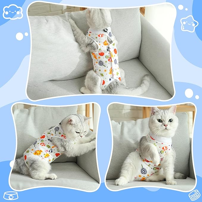 Cat Recovery Suit Female, Breathable Cat Onesie After Surgery Female for Abdominal Wounds or Skin Diseases, Surgery Recovery Suit Kitten Onesie After Spay Wear Anti Licking