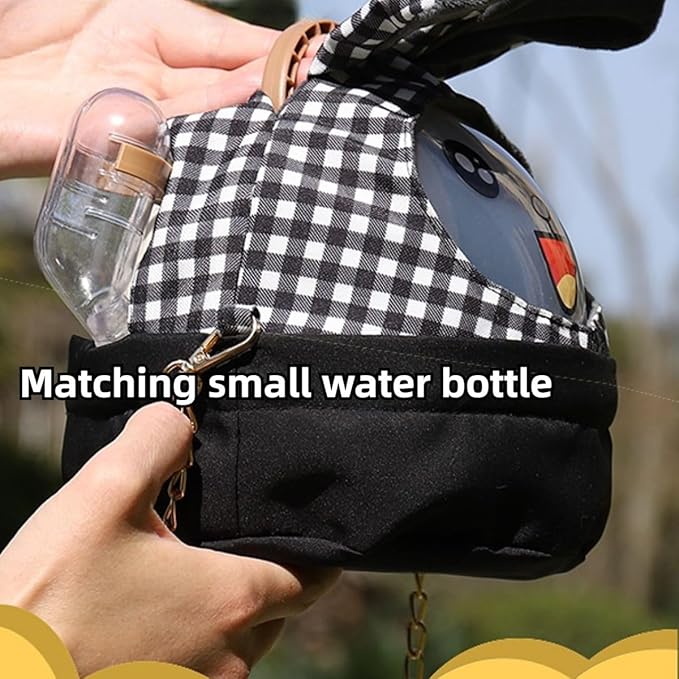 Hamster Carrier Cage with Lovely Cover and Chain Portable Cages Small Animals Carry Travel Case with Water Bottle Plastic Breathable Outgoing Cage for Dwarf Hamster Guinea Pig (Blue)