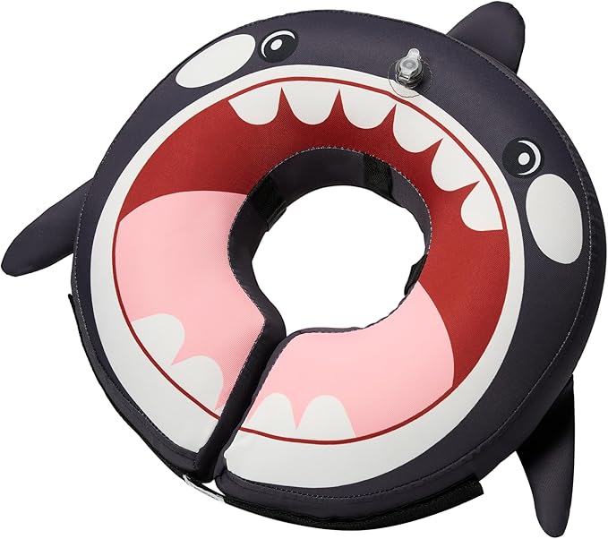 BENCMATE Inflatable Dog Cone Collar Alternative, Soft Dog Cone for Small Medium Large Dogs and Cats, Neck Recovery ECollar Donut Collar After Surgery (Medium+, Orca)