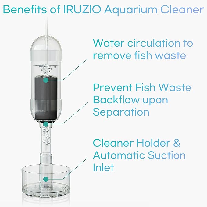 Aquarium Cleaner 2in1 - Small (Water Depth 7–10.6 in) | Substrate Surface Debris Vacuum | Air-Lift Suction | Near-Zero Water Loss | Quiet 45–50 dB