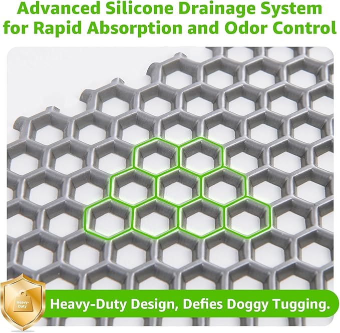 LOOBANI 41x27in Large Dog Litter Box: Dog Grass Pad with Tray with 2×Artificial Grass Pads + 1×Drainage Grate - Quickly Absorbent Portable Patio Potty for Balcony Apartment Indoor Outdoor Use