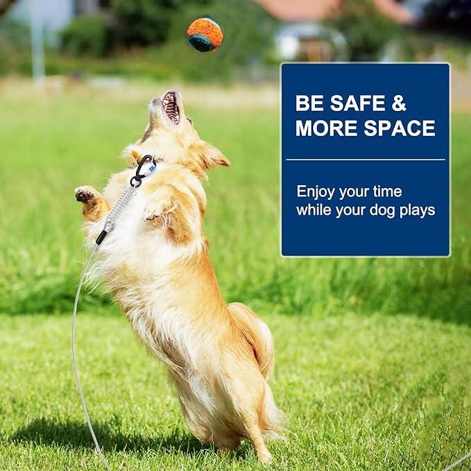 Snagle Paw Heavy Duty Tie Out Cable for Yard - 70FT-1000LBS, Chew Proof for Medium Large Dogs with Swivel, Lockable Hook, Spring