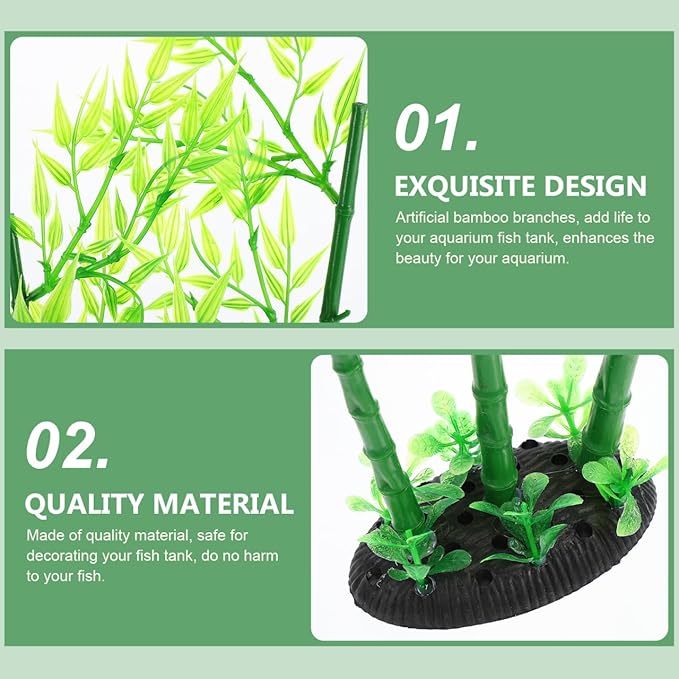 Artificial Aquarium Bamboo Plant: 19.6X4.3X2.5in Fish Tank Aquatic Landscape for Home Decoration