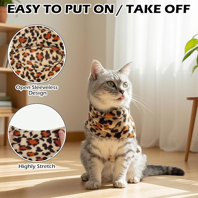 EXPAWLORER Soft Cat Sweater - Leopard Print Sweaters for Cats Only Warm Kitten Clothes, Fall and Winter Pet Coat Pullover Design Feline, Fleece Clothing Also for Puppy Small Dogs, Medium