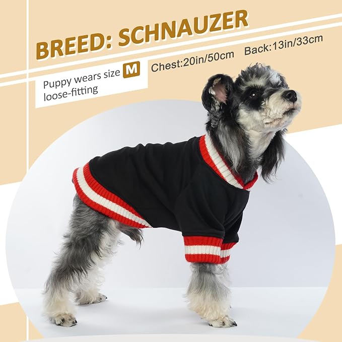 FUAMEY Dog Pullover Winter Sweater - Warm Thick Puppy Fleece - Soft and Cute for Small to Medium Size Boys & Girls - Black S