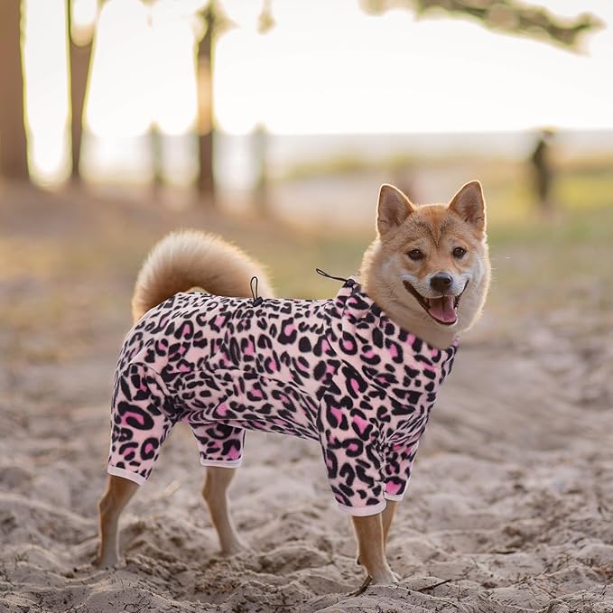 ROZKITCH Dog Winter Coat Soft Fleece Pullover Pajamas, Pet Windproof Warm Cold Weather Jacket Vest with Luminous Zipper, Jumpsuit Apparel Outfit Clothes for Small Medium Large Dog L-Pink L