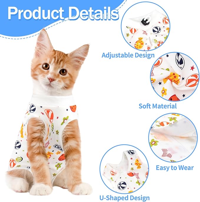 Cat Recovery Suit Female, Breathable Cat Onesie After Surgery Female for Abdominal Wounds or Skin Diseases, Surgery Recovery Suit Kitten Onesie After Spay Wear Anti Licking